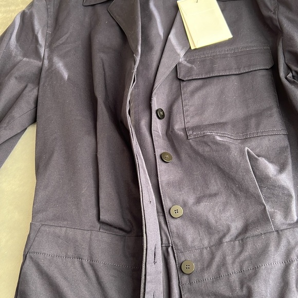 🎯NWT Theory Shirt Jumpsuit Blue Midnight Navy Size 4 - Picture 6 of 16